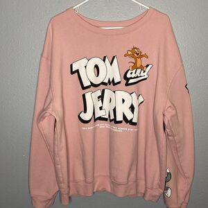 Tom and Jerry Pale Pink Crew Neck Sweatshirt Size 3X